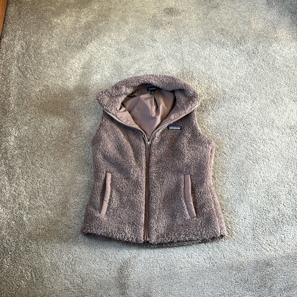 Patagonia Los Gatos Sherpa Fleece Vest Taupe Full Zip SIZE S